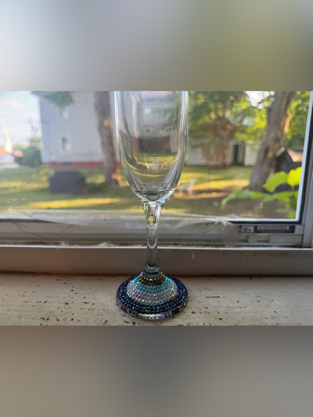 HAND MADE Evil Eye Blinged Wine Glass.